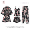 5PCS Pajamas Sleep Set Women Nightwear V-Neck Lace Sleepwear Sexy Nightie Bathrobe Wear Home Suit Negligee Spring Robe Gown