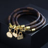 Enthusiasm Classic Women Bracelet Brown Leather Gold Alloy Cute Love Bag Pendant Women Bracelets for Men and Women Jewelry Gifts