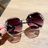 2021 Fashion Brand Design Vintage Rimless Rhinestone Sunglasses Women Men Retro Cutting Lens Gradient Sun Glasses Female UV400