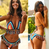 Handmade Crochet Bikini Set Rainbows Rasta Tassel Women Swimwear Push UP Sexy Swimsuit Vacation