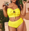 Plus Size High Waist Bikini Swimwear Women 2021 Sexy Ruffle Cut Out Push Up Swimsuit Female Solid Bathing Suit Summer Beach Wear