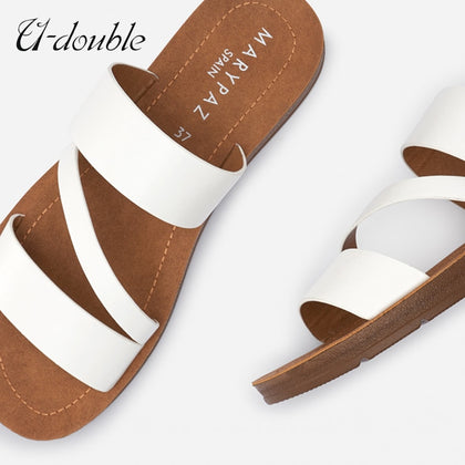 U-DOUBLE Summer Women Casual Shoes Slippers Rome Retro Thick Bottom Open Toe Sandals Beach Slip On Slides Brand Design Sandals