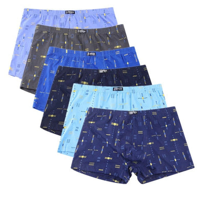 5Pcs/Lot Men'S Underwear Printed Shorts Cotton Comfortable Breathable Middle-Aged Men'S Loose Large Size Boxer Pants