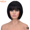 Short Bob Wigs With Bangs Straight Synthetic Hair Glueless Cosplay Wig For Black/White Women Heat Resistant Hair 8inch Annivia