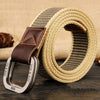 MEDYLA Belts For Men Double buckle Striped Adult Casual Men Knitted Belt Man Canvas Lengthen Strap