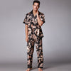 New Luxury Pajamas Men Paisley Pattern Sleepwear Silk Long-sleeved Satin Mens Pyjamas Men's Lounge Pajamas Set Plus Size 4XL