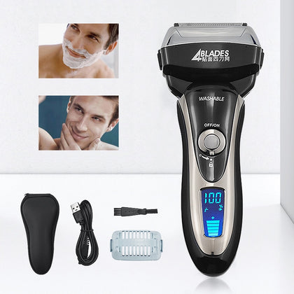 Professional Electric Shaver for Men Reciprocating Beard Trimmer 4-head Razor Magnetic Suspension Razor Hair Shaving Machine