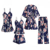 5PCS Pajamas Sleep Set Women Nightwear V-Neck Lace Sleepwear Sexy Nightie Bathrobe Wear Home Suit Negligee Spring Robe Gown