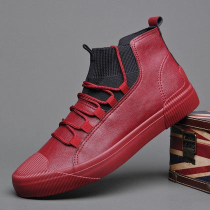 2019 Autumn New Men's Fashion Boots Korean Black High Top Shoes Men Wear-resisting Loafers Designer Leisure Vulcanized shoes - Surprise store