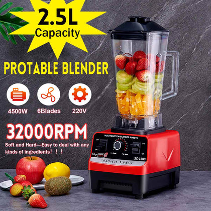 4500W Heavy Duty Commercial Grade Timer Blender Professional Mixer Juicer Fruit Food Processor Ice Smoothie Machine 2.5L Jar
