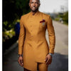 Golden Slim Fit Men Suits Wedding Groom Tuxedos 2pcs(Jacket+Pants) Bridegroom Suits Front Button Design Best Man Prom Blazer