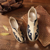 Veowalk Men‘s Canvas Espadrilles Flats Handmade Embroidery Loafers Comfortable Linen Denim Slip-on Driving Shoes