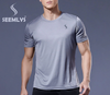 SEEMLYS Polyester Gym Shirt Sport T Shirt Men Short Sleeve Running Shirt Men Workout Training Tees Fitness Top Sport T-shirt