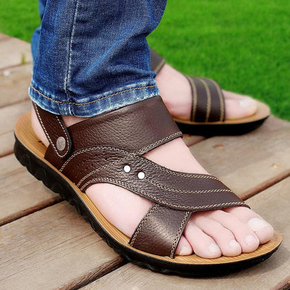 Casual shoes men sandals 2019 new hot fashion soft bottom solid beach sandals men shoes slippers flat with hand sewing man shoes