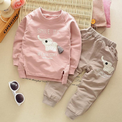 Children Spring Clothing Long Sleeved Cartoon Animal Clothes Suit Kids Boys Coat + Trousers 2pcs Set 2-5Y Baby Cotton Outwear