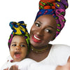 24Color Adult Kids 100%Cotton African Fashion Headband Printed Rich Bazin Dress Mom and Daughter Clothing Dress Nigerian Headtie