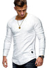 Hot 2019  Solid Color Sleeve Pleated Patch Detail Long Sleeve T-Shirt Men