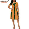 2019 summer african print dress for women AFRIPRIDE tailor made short sleeve knee length women casual wax cotton dress A1825087