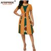 2019 summer african print dress for women AFRIPRIDE tailor made short sleeve knee length women casual wax cotton dress A1825087