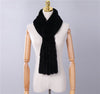 New Winter Women's Genuine Real Rex Rabbit Fur Hand Knitted Scarf Scarfs Cowl Ring Scarves Wraps Snood Street Fashion Tassel