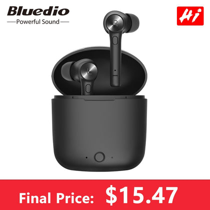 Bluedio Hi wireless bluetooth earphone for phone stereo sport earbuds headset with charging box built-in microphone
