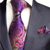 GUSLESON New Paisley Jacquard Woven Silk Mens Tie Handkerchief Set Neck Tie 8cm Striped Ties for Men Suit Business Wedding