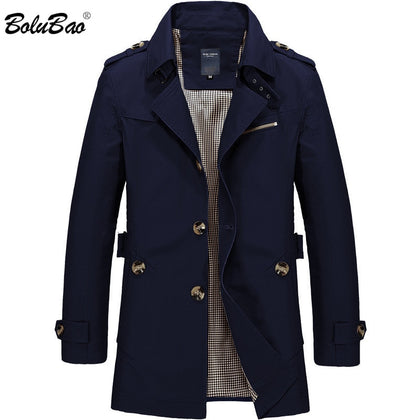 BOLUBAO New Men Fashion Jacket Coat Spring Brand Men's Casual Fit Wild Overcoat Jacket Solid Color Trench Coat Male