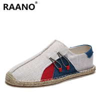 Spring Autumn Hemp Wrap Mens Casual Espadrilles Shoes Man Breathable Canvas Flat Shoes Male Fashion Sewing Slip On Loafers