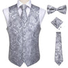 Fashion Silk Suit Vest Formal Dress Vest Fitness Sleeveless Jacket Wedding Waistcoat Bow Tie Necktie Pocket Square Set DiBanGu