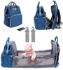 3 In 1 Diaper Bag Backpack Foldable Baby Bed Waterproof Travel Bag with USB Charge Diaper Bag Backpack with Changing Bed