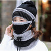 2020 Hat winter women's Mask Hat for girls Scarf Thick Warm Fleece Inside Knitted Hat Scarf Set 3pcs Winter Riding fashion cap