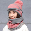 2020 Hat winter women's Mask Hat for girls Scarf Thick Warm Fleece Inside Knitted Hat Scarf Set 3pcs Winter Riding fashion cap