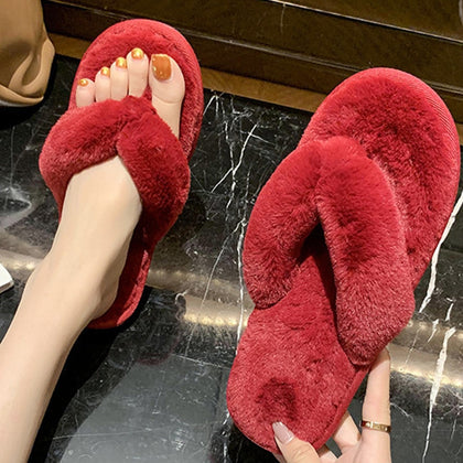 Women Slippers Winter Warm Shoes Woman Slip On Flats Slides Home Female Faux Fur Comfortable Non Slip Slippers Plus Size 37-41