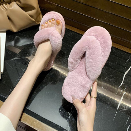 Women Slippers Winter Warm Shoes Woman Slip On Flats Slides Home Female Faux Fur Comfortable Non Slip Slippers Plus Size 37-41