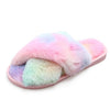 Winter Women Mix Colors Furry Slippers Flat Fluffy Soft Fur House Slides Floor Non Slip Warm Fashion Indoor Shoes Ladies Trend