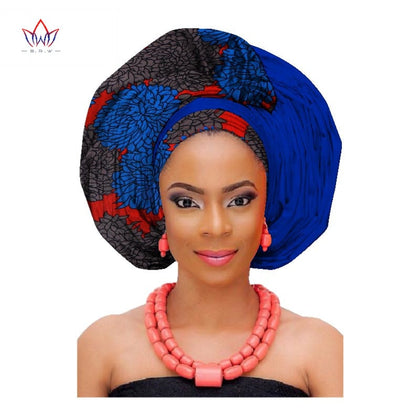 African Fashion Head Scarf Print Wax Cotton Women African Clothing Bazin Rich Headwear African Head Wraps For Women AF002