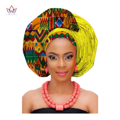 African Fashion Head Scarf Print Wax Cotton Women African Clothing Bazin Rich Headwear African Head Wraps For Women AF002