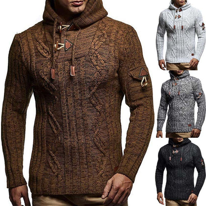 Mens Jumpers Sweaters Autumn Winter New Casual Long Sleeve Hooded Sweater Men Warm Slim Fit Knitted Sweater Pullover Men S-XXXL