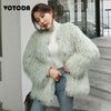 Winter Mongolia Sheep Fur Coat Women Warm Faux Fur Coats Fluffy Furry Wool Jacket Sexy Outerwear Ladies Fur Overcoat Outerwear