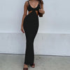 Women Summer Elegant Sexy Camisole Party Cut Out Backless Dress irregular long halter strapless prom bandage Knitted Maxi Dress