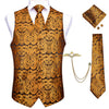 Fashion Silk Suit Vest Formal Dress Vest Fitness Sleeveless Jacket Wedding Waistcoat Bow Tie Necktie Pocket Square Set DiBanGu