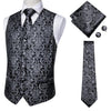 Novelty Slim 4PC Vest Necktie Hanky cufflinks Silk Men's Waistcoat Neck Tie Set for Suit Dress Wedding Paisley Floral Vests Fat