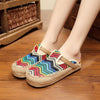Woman Shoes Flats Embroidered Weave Canvas Antiquity Women's Slippers  Casual Mixed Colors Cover Toe Female Footwear 2021 New