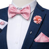 Adjustable Self Tie Bow Ties For Men 100% Silk Jacquard Woven Pink Solid Men Classic Wedding Party Butterfly Bowknot DiBanGu