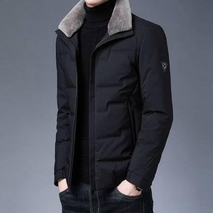 2021 Top Grade Winter Brand Casual Fashion Fur Collar Down Jacket Men Parka Thick Warm Windbreaker Jacket Coats Mens Clothes