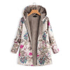 2021 New Women Winter Warm Floral Hooded Jacket Flower Print Hoody Vintage Oversized Coats Winter Padded Jacket Women Parkas