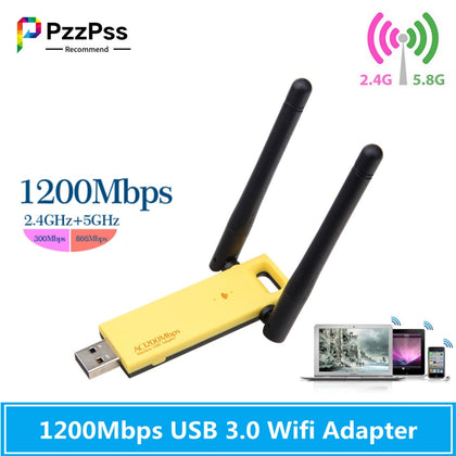 PzzPss High Speed 1200Mbps USB 3.0 Wifi Adapter Dual-Band Wireless USB Wifi Antenna 5GHz 2.4Ghz Network Card For Laptop PC