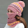 2020 Hat winter women's Mask balaclava Hat for girls Scarf Thick Warm Fleece Inside Knitted Hat Scarf Set 3pcs Winter Hats