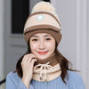 2020 Hat winter women's Mask balaclava Hat for girls Scarf Thick Warm Fleece Inside Knitted Hat Scarf Set 3pcs Winter Hats