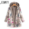 2021 New Women Winter Warm Floral Hooded Jacket Flower Print Hoody Vintage Oversized Coats Winter Padded Jacket Women Parkas